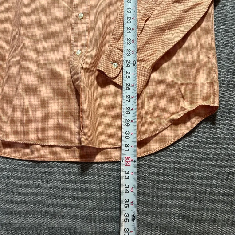 Ralph Lauren Mens Classic Fit Orange Houndstooth Button Down Shirt Large L - Picture 4 of 6